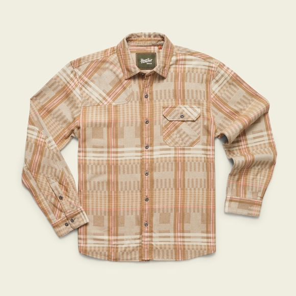 Howler Brothers Harker's Flannel Connor Plaid Tan Men's LG NWT $89 - Picture 3 of 10